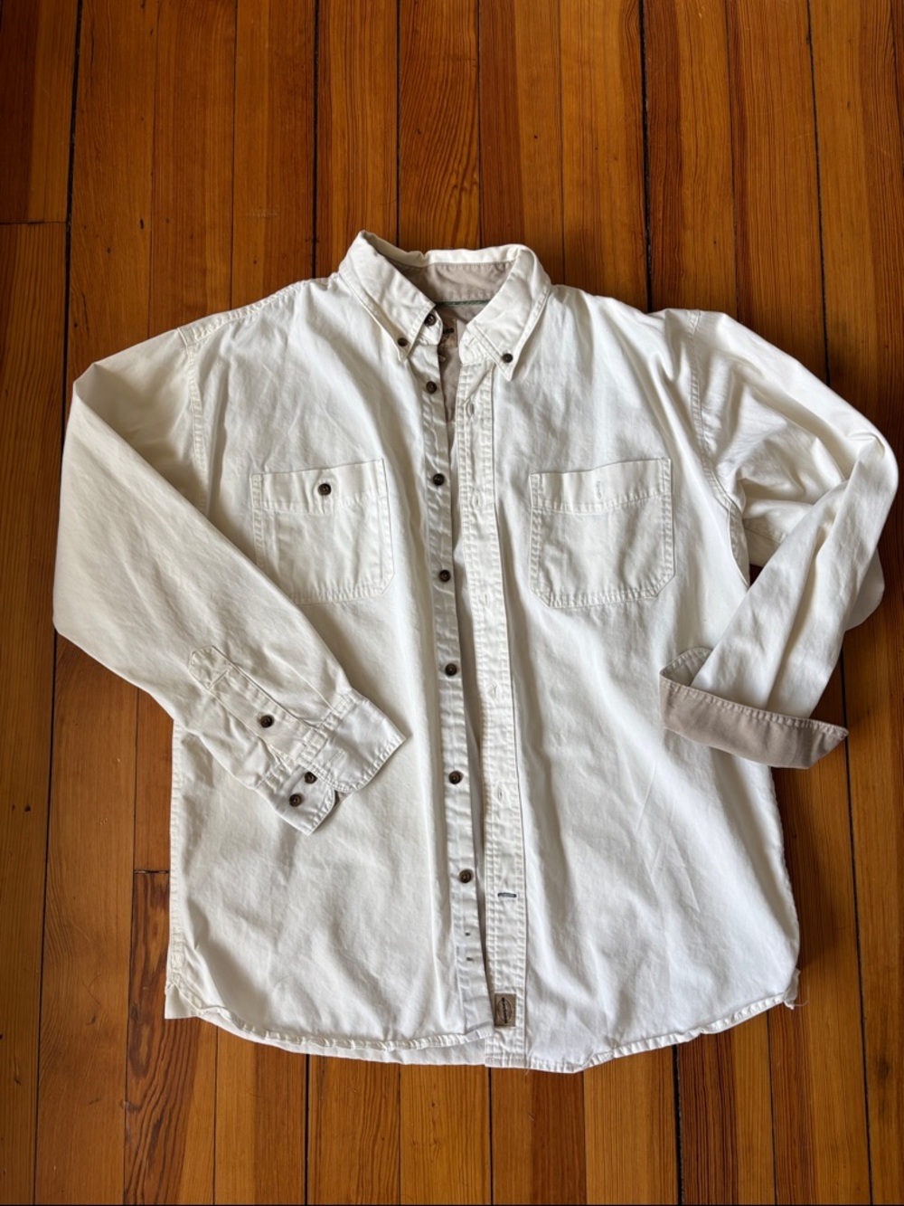 Men's White Casual Button-Down Shirt - Classic Pocket Style